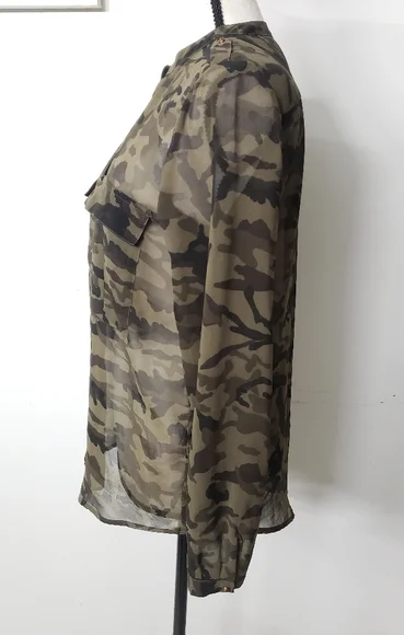 Zara basic camo sheer shirt sz. S - Picture 3 of 6